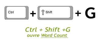 Raccourci pour Word Count Raccourci pour Word Count